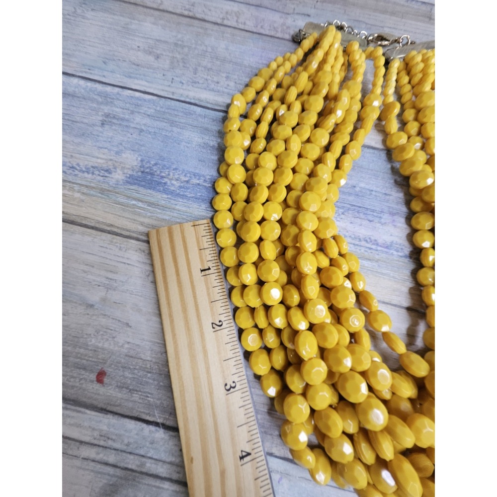 Yellow Mustard Color Acrylic Bead Necklace Multi Layer Lobster Clasp 18" - Picture 4 of 4